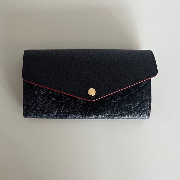 Louis Vuitton Monogram Empreinte Leather Sarah wallet in navy and red - Picture 1 of 8